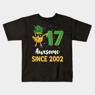 17th Birthday Pineapple Dabbing 17 Years Old Kids T-Shirt